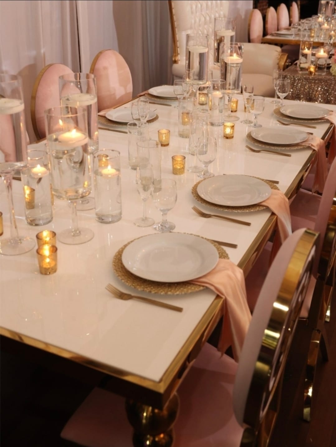White-and-gold rectangular table